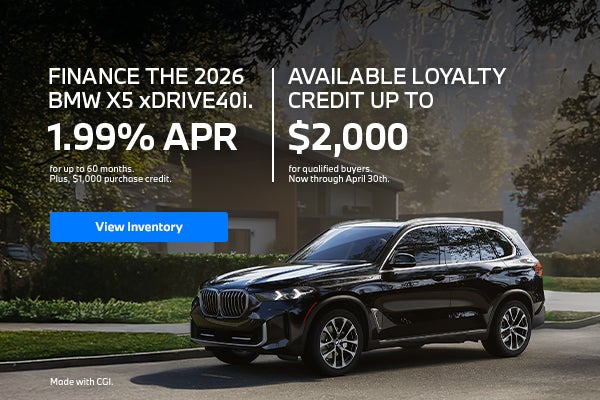 Finance The 2026 BMW X5 xDrive40i. 1.99% APR