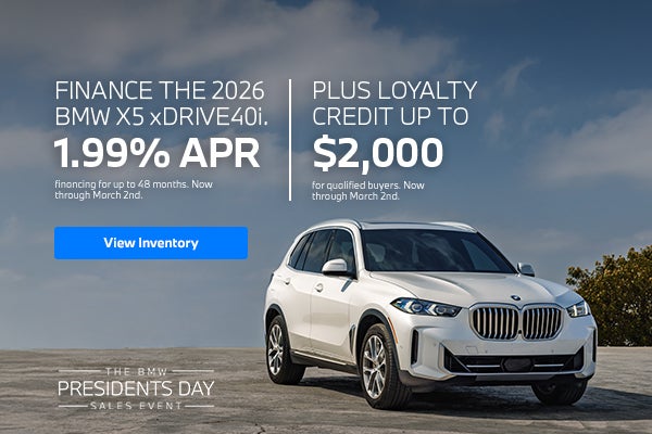 Finance The 2026 BMW X5 xDrive40i. 1.99% APR